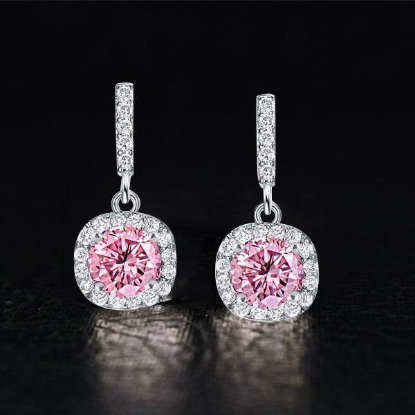 Pink Drop Earrings - Sterling Silver 925 - Women's Jewelry