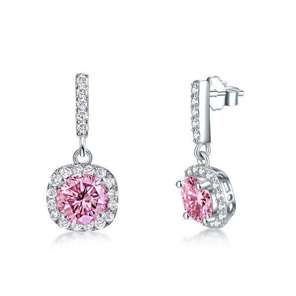 Pink Drop Earrings - Sterling Silver 925 - Women's Jewelry