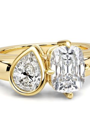 Toi Et Moi Engagement Ring 2.50 CT TW Pear & Cushion Cut Simulated Diamond Sterling Silver