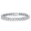 Emerald Cut Sapphire Eternity Tennis Bracelet for Women in Sterling Silver