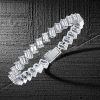 Emerald Cut Sapphire Eternity Tennis Bracelet for Women in Sterling Silver
