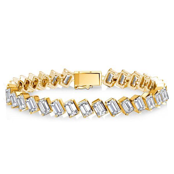 Emerald Cut Sapphire Eternity Tennis Bracelet for Women in Sterling Silver