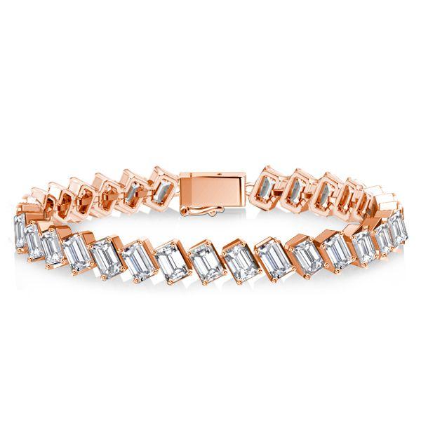 Emerald Cut Sapphire Eternity Tennis Bracelet for Women in Sterling Silver