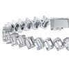 Emerald Cut Sapphire Eternity Tennis Bracelet for Women in Sterling Silver