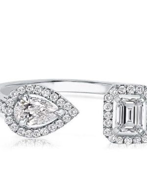 Emerald Cut Open Wedding Band, 0.95 CT. TW. Sterling Silver Eternity Ring