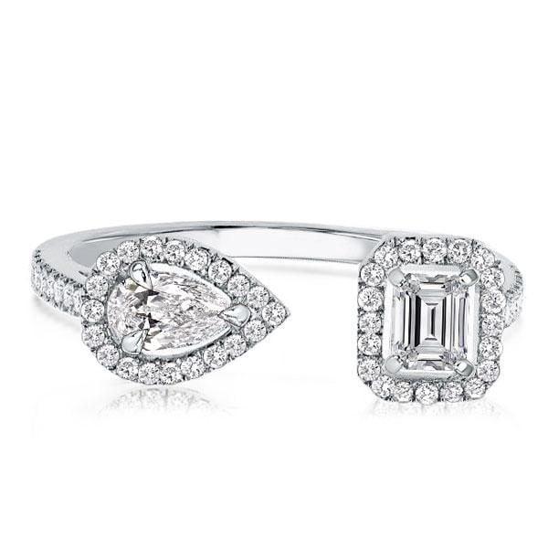 Emerald Cut Open Wedding Band, 0.95 CT. TW. Sterling Silver Eternity Ring