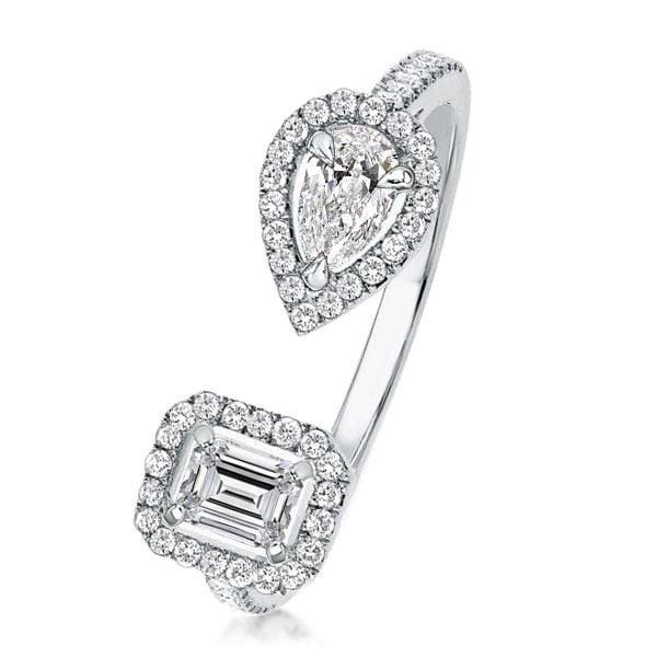 Emerald Cut Open Wedding Band, 0.95 CT. TW. Sterling Silver Eternity Ring