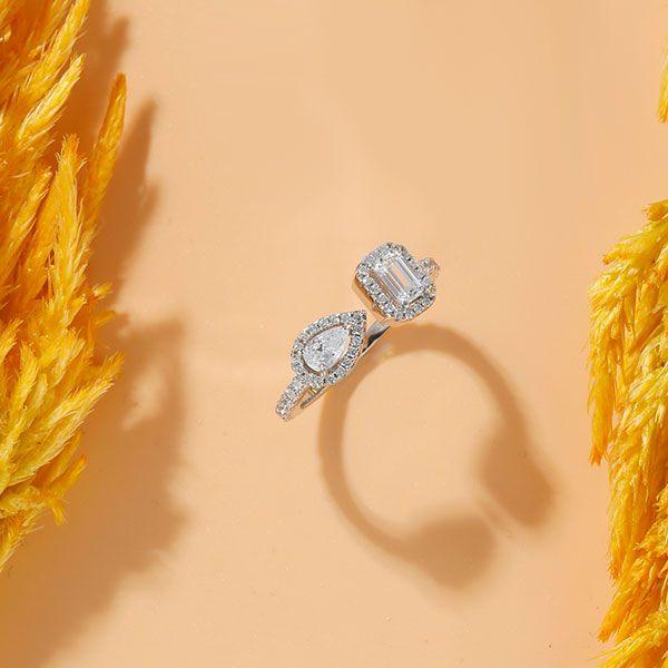 Emerald Cut Open Wedding Band, 0.95 CT. TW. Sterling Silver Eternity Ring