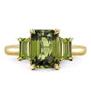 Three Stone Peridot Engagement Ring for Women in 18K Gold Plated Sterling Silver