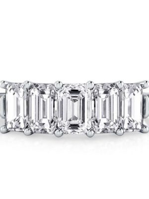 Emerald & Baguette Half Eternity Wedding Band - Sterling Silver, 1.5 CT. TW.