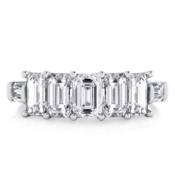 Emerald & Baguette Half Eternity Wedding Band - Sterling Silver, 1.5 CT. TW.