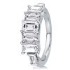 Emerald & Baguette Half Eternity Wedding Band - Sterling Silver, 1.5 CT. TW.