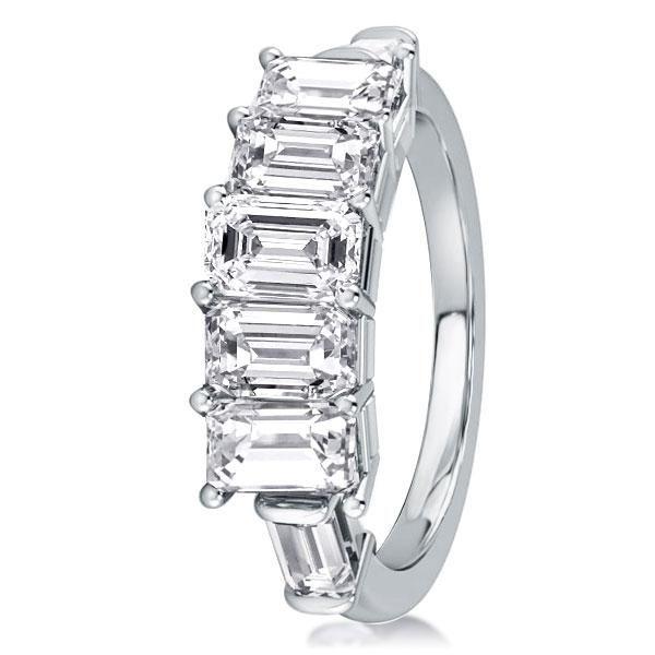 Emerald & Baguette Half Eternity Wedding Band - Sterling Silver, 1.5 CT. TW.
