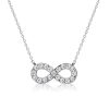 Sterling Silver Infinity Necklace with White Sapphire - Choice of Chain Length & Plating