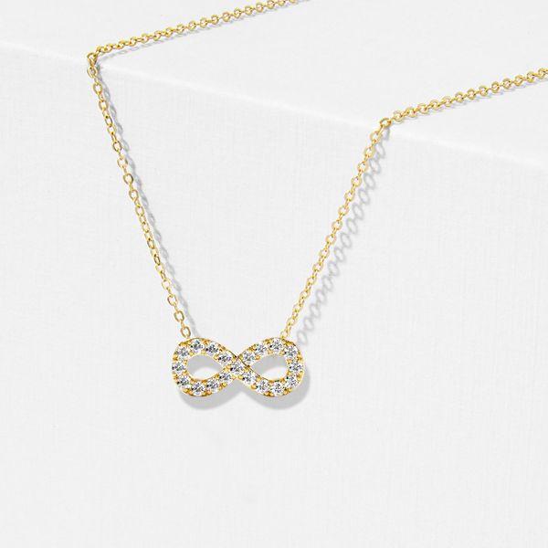 Sterling Silver Infinity Necklace with White Sapphire - Choice of Chain Length & Plating
