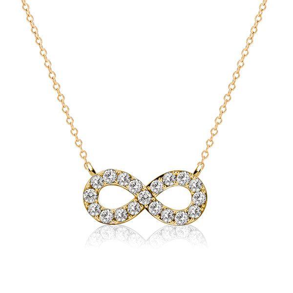 Sterling Silver Infinity Necklace with White Sapphire - Choice of Chain Length & Plating