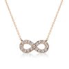 Sterling Silver Infinity Necklace with White Sapphire - Choice of Chain Length & Plating