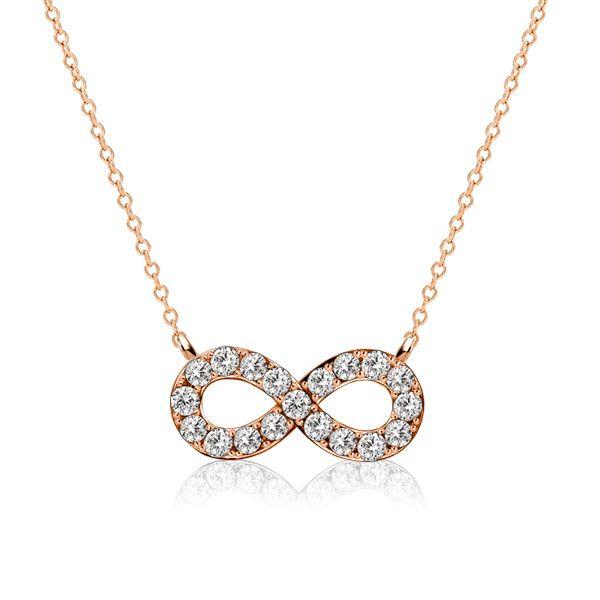 Sterling Silver Infinity Necklace with White Sapphire - Choice of Chain Length & Plating
