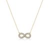 Sterling Silver Infinity Necklace with White Sapphire - Choice of Chain Length & Plating