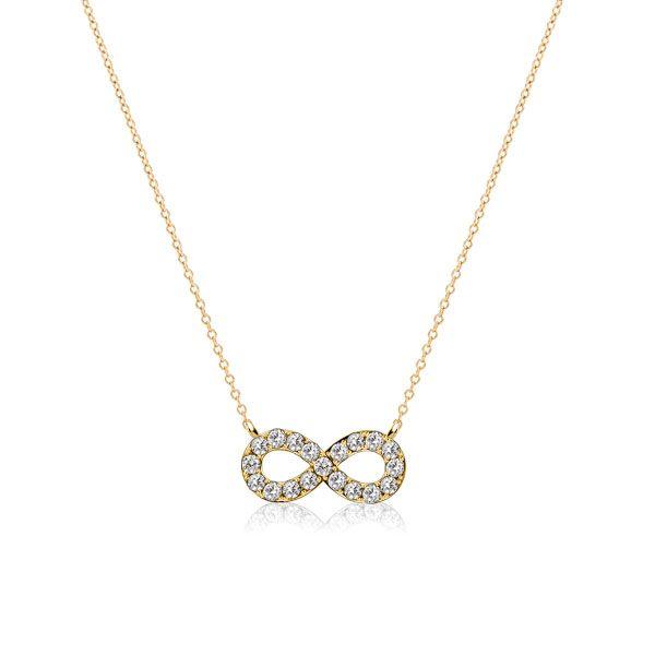 Sterling Silver Infinity Necklace with White Sapphire - Choice of Chain Length & Plating