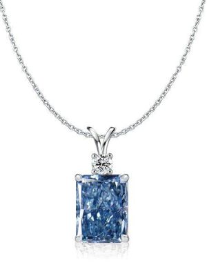 Radiant Cut Blue Topaz Pendant Necklace in Sterling Silver