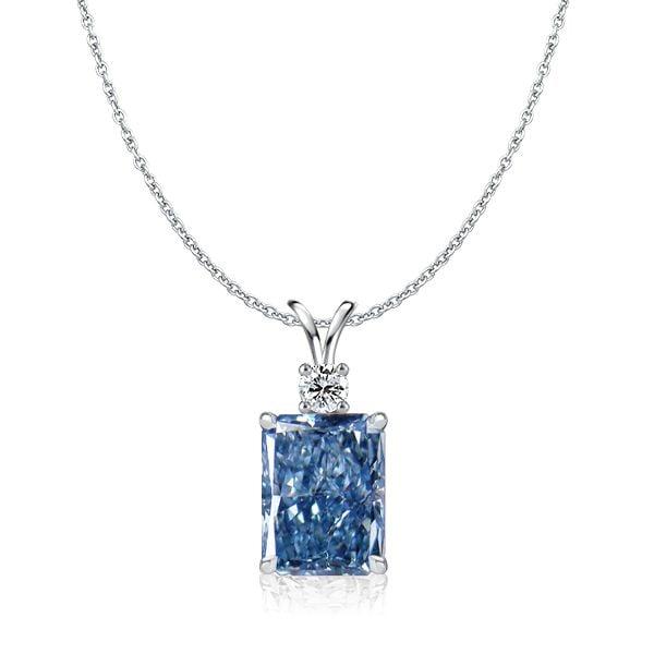 Radiant Cut Blue Topaz Pendant Necklace in Sterling Silver