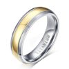 Two-Tone Titanium Steel Wedding Band - Classic Yellow & Silver Comfort Fit Ring