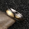 Two-Tone Titanium Steel Wedding Band - Classic Yellow & Silver Comfort Fit Ring