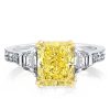 Two-Tone Sterling Silver Engagement Ring - 3.0 CT Center Stone
