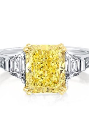 Two-Tone Sterling Silver Engagement Ring - 3.0 CT Center Stone
