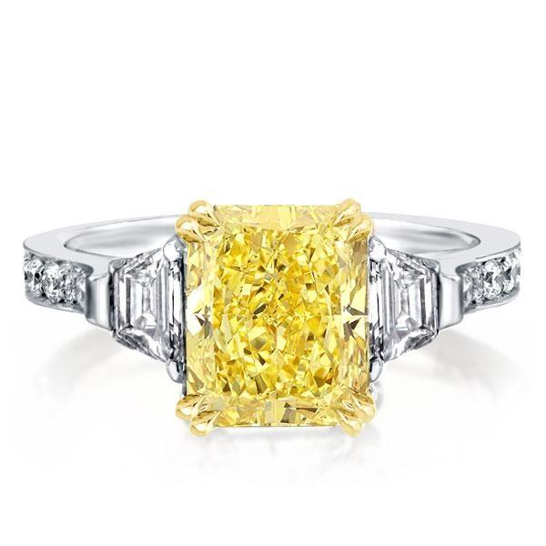 Two-Tone Sterling Silver Engagement Ring - 3.0 CT Center Stone