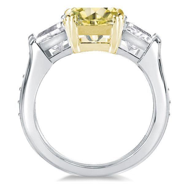 Two-Tone Sterling Silver Engagement Ring - 3.0 CT Center Stone