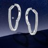 Rhodium-Plated Sterling Silver Heart White Sapphire Hoop Earrings