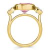 Pink Cushion Cut 3-Stone Engagement Ring - 18K Gold Plated Sterling Silver