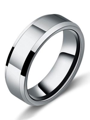 Titanium Steel Men's Wedding Band - Silver Anniversary Ring