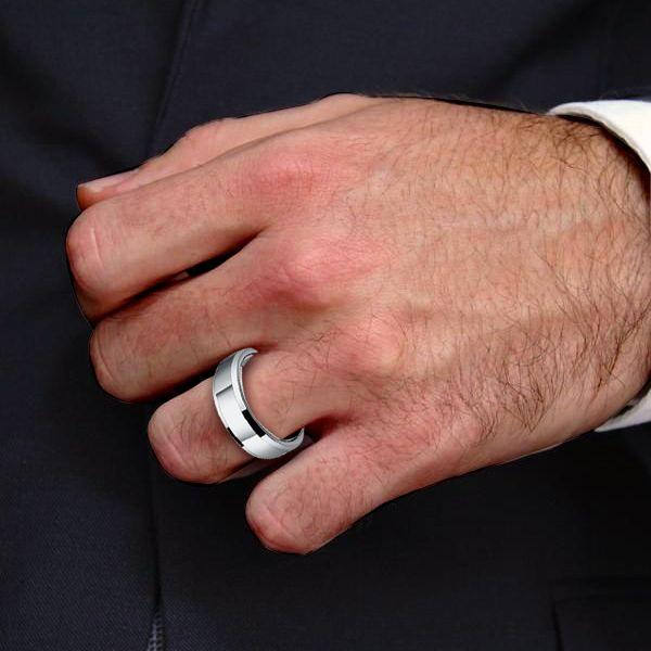 Titanium Steel Men's Wedding Band - Silver Anniversary Ring