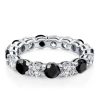 Black and White Sapphire Eternity Wedding Band in Sterling Silver