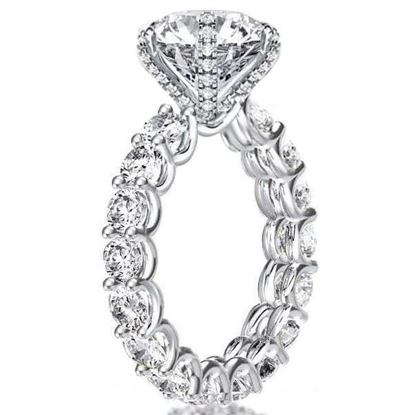 Classic Round Cut Engagement Ring in Rhodium Plated Sterling Silver with 3.00 CT Center Stone