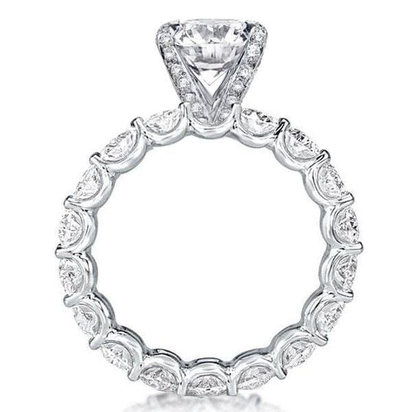 Classic Round Cut Engagement Ring in Rhodium Plated Sterling Silver with 3.00 CT Center Stone
