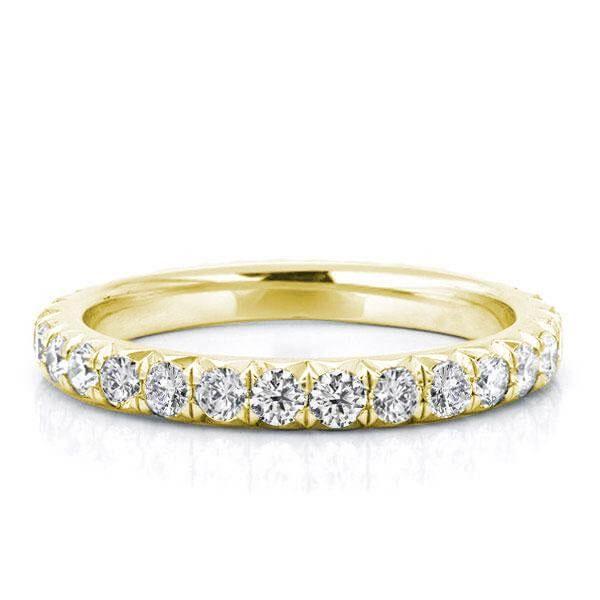 Golden Eternity CZ Wedding Band - 18K Gold Plated Sterling Silver (0.75 CT. TW.)