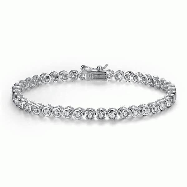 Sterling Silver Bezel-Set White Sapphire Tennis Bracelet (6-9 Inches)
