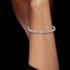 Sterling Silver Bezel-Set White Sapphire Tennis Bracelet (6-9 Inches)