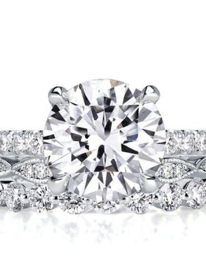 Classic 3-Piece Round Cut White Sapphire Sterling Silver Wedding Set