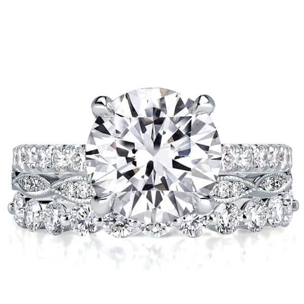 Classic 3-Piece Round Cut White Sapphire Sterling Silver Wedding Set
