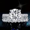Classic 3-Piece Round Cut White Sapphire Sterling Silver Wedding Set