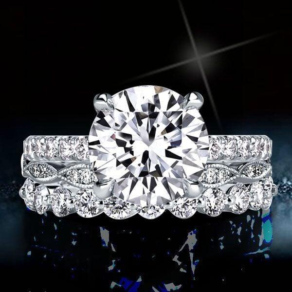 Classic 3-Piece Round Cut White Sapphire Sterling Silver Wedding Set
