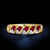 Ruby & White Sapphire Wedding Band - 18K Gold Plated Sterling Silver