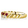 Ruby & White Sapphire Wedding Band - 18K Gold Plated Sterling Silver