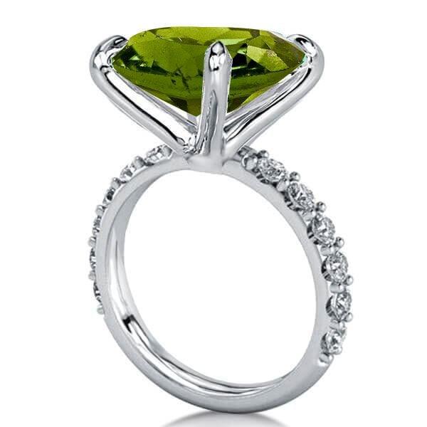 3-Piece Emerald Cut Peridot Engagement Ring and Wedding Set in Sterling Silver