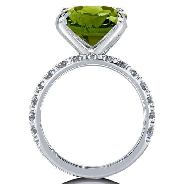 3-Piece Emerald Cut Peridot Engagement Ring and Wedding Set in Sterling Silver